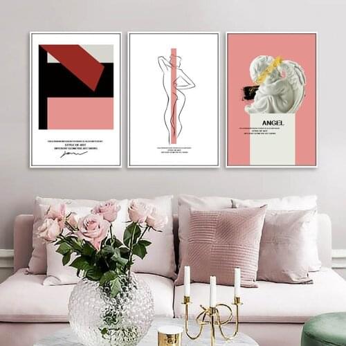 Modern Abstract Wall Art Poster Angel Sculpture Geometric Figure Canvas Painting Nordic Minimalist Living Room Home Decor