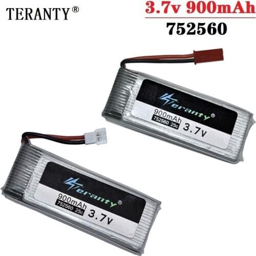 900mah 3.7V Rechargeable Battery For X5 X5C 8807 8807W A6 A6W M68 Rc Drone Spare Parts Accessories 3.7v lipo battery 752560 2pcs