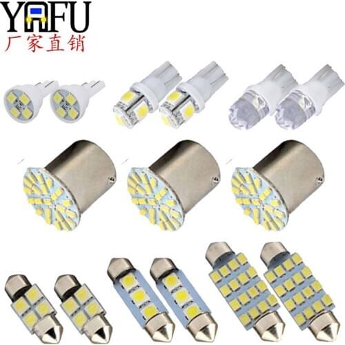 14pcs Automobile LED Combination Set T10 Side Lamp Double Pointed Reading Lamp License Plate Lamp Indoor Lamp Led Lights for Car