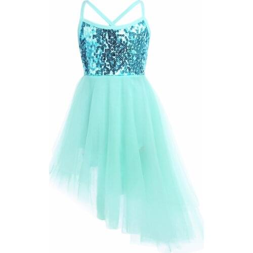 Ballet Tutu Dress Girls Sleeveless Sequins Tulle Dance Gymnastics Leotard Dress Kids Dance Wear Professional Ballerina Dress