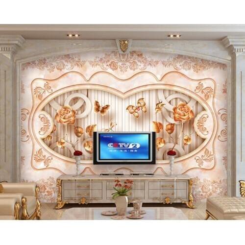 Free Shipping Luxury Golden Rose English TV Sofa Living Room 3D Wallpapers Photos Home Bedroom Mural Hotel Lobby Wallpaper