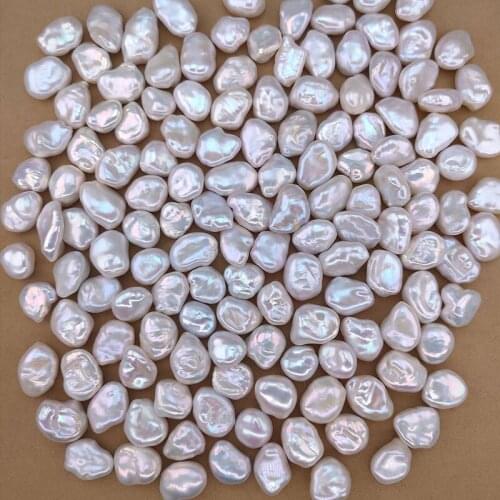 One piece AA loose beads freshwater pearl white BAROQUE FLAT 6-8mm wholesale for DIY for jewelry