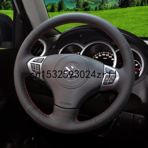 Car Steering Wheel Cover For Suzuki Swifts SX4 Grand Vitara Interior Accessories DIY Black Leather