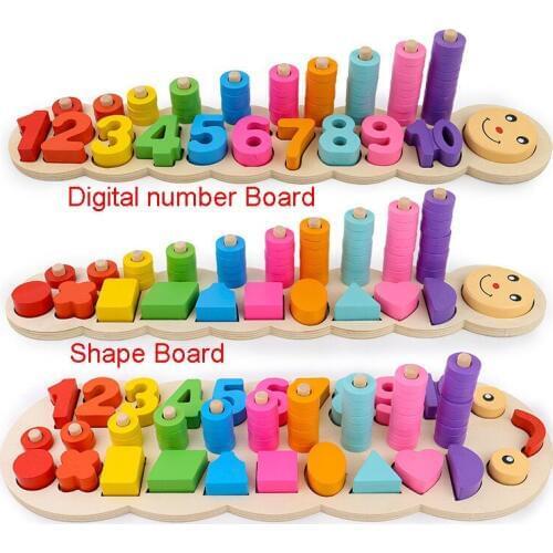 Kids Caterpillar Digital Shape Logarithm Board Games Wooden Toys Learning Educational Toys For Children Montessori Math Toys