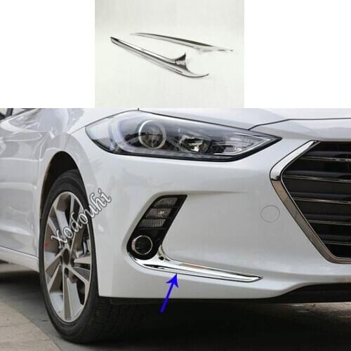 For Hyundai Elantra Avante 2016 2017 2018 2019 2020 Car Cover Front Fog Light Lamp Detector Frame Stick ABS Chrome Trim 2pcs