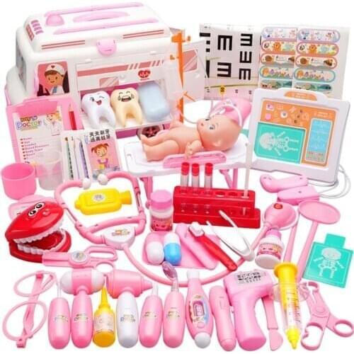 Electric Ambulance Box 52/65 Pcs/Set Girls Role Play Doctor Game Medicine Simulation Dentist Pretend Toy
