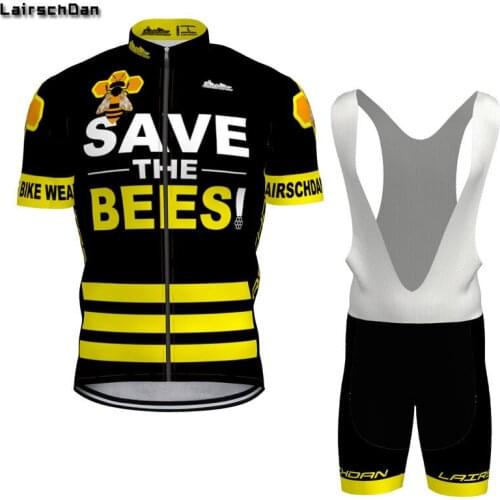 LairschDan Maglia Ciclismo Uomo Short Sleeve Cycling Jersey Men Set Bees Bicycle Clothes Shirt Breathable 9D Gel Pad Bike Shorts