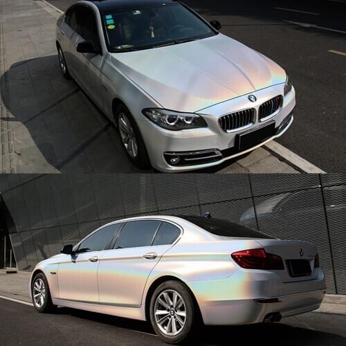 Glossy Rainbow Laser White Vinyl Wrap Roll Decals Car Stickers Color Change Film More Size for Choice