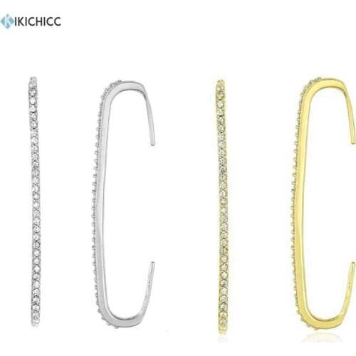 Kikichicc 925 Sterling Silver Cuffs Bar Clips Earrings Long Big Women Crystal 2020 Best Gift Open Earcuffs Female Jewelry