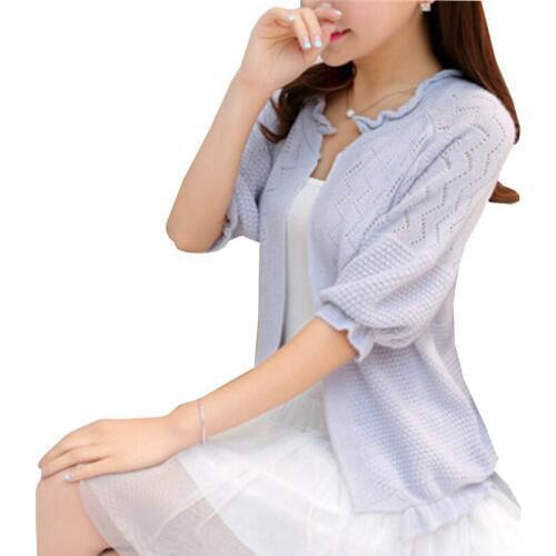 Thin cardigan female outerwear ruffle hem short design cutout sweater cardigan cape sweater blusas de inverno feminina ZY651