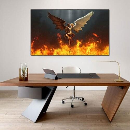 Big Size Black Burning Wings Eagle Animal Picture Wall Art Canvas Decoration Painting Poster Home Decoration Living Room Home