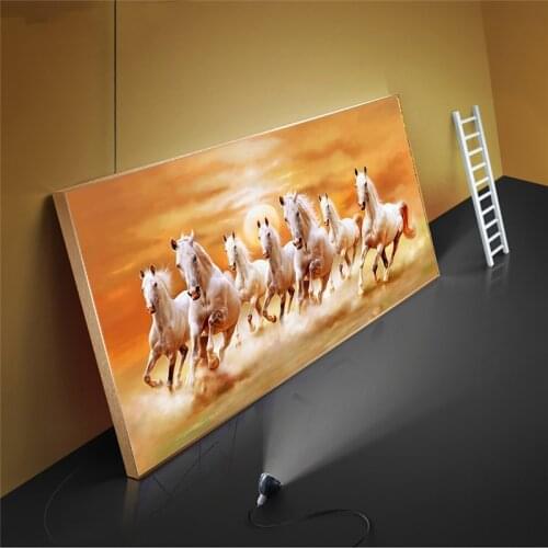 Seven White Running Horse Oil Canvas Paintings Modern HD Print Poster and Print Wall Art Picture Home Decoration For Living Room