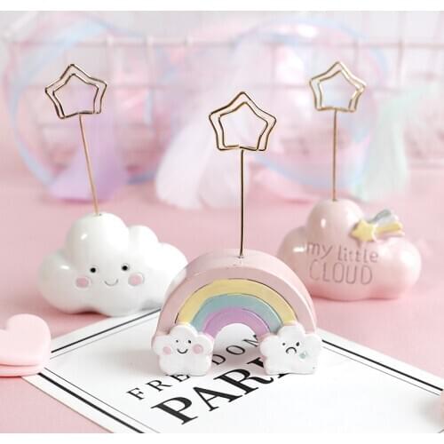 Resin Kawaii Photo Clip Creative Cute Cartoon Cloud Message Memo Desk Stand Clips Business Desktop Decorative Small Ornaments