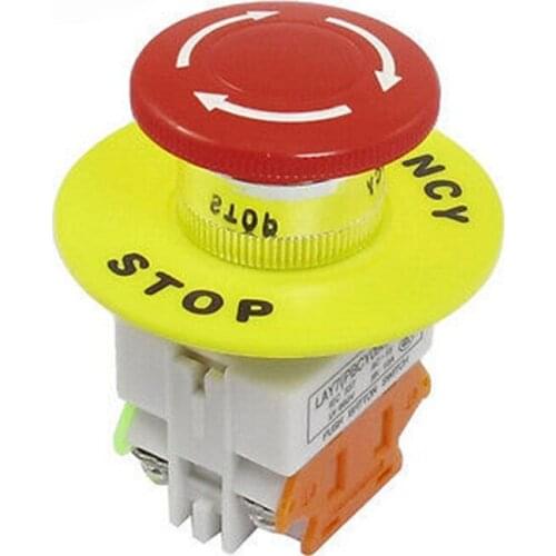 Red Mushroom Cap 1NO 1NC DPST Emergency Stop Push Button Switch AC 660V 10A Switch Equipment Lift Elevator Latching Self Lock