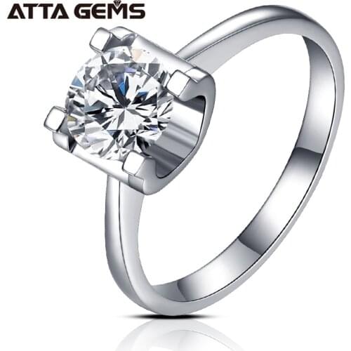 Solid 925 Silver Pass Diamond Test D Color Round Excellent Cut 1 ct Moissanite Cow Head Solitaire Diamond Ring Wedding Jewelry