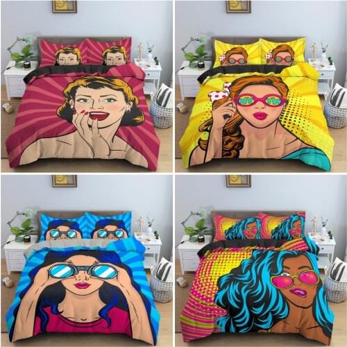 Beautiful Cartoon Girl Pattern Duvet Cover Bedding Set For Girls Bedroom Quilt Cover 3D Printed Bedclothes Pillowcase King Queen