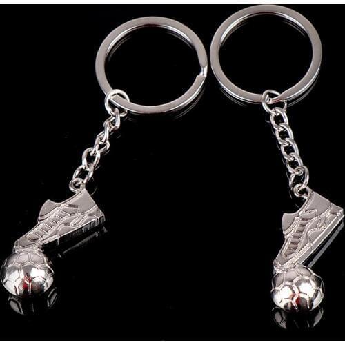 1pc football kick keychain creative pendant keychain silver key ring jewelry accessory boy gift
