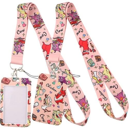 LT35 Fashion Anime Funny chicken Cow Lanyards Neck Strap lanyard card ID Holder Gym Key Chain Key Holder DIY Hang Rope Key Rings