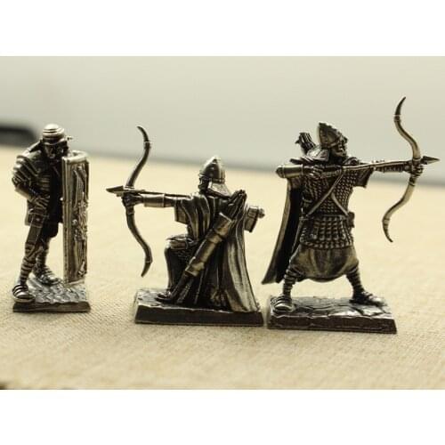 Metal Copper Lost Roman Legionnaire Archer Shield Soldiers Model Figurines Miniatures Desktop Game Decorations Toy Ornament Gift