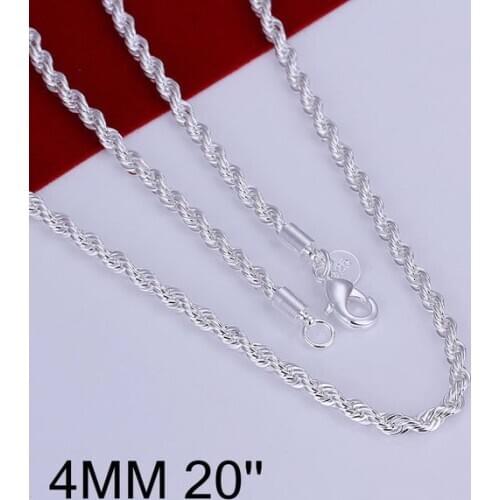 N067-20 925 sterling silver Necklace, 925 silver Pendant fashion jewelry Shine Twisted Line 4mm 20 inches /alqajcxa dxgamona