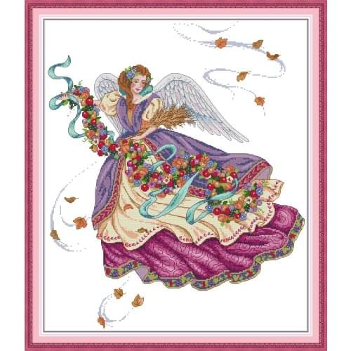 Purple angel cross stitch kit aida 14ct 11ct count print canvas cross stitches needlework embroidery DIY handmade