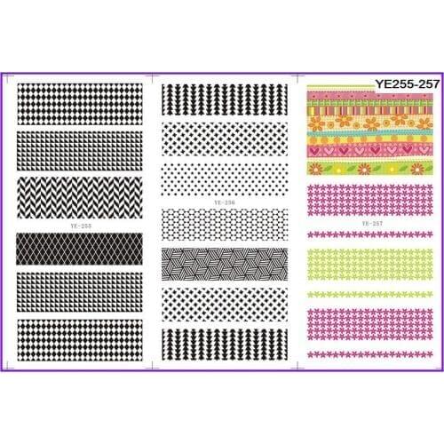 3 PACK/ LOT WATER TRANSFER DECAL NAIL ART NAIL STICKER BLACK MOSAIC FRENCH SMILE LACE GEOMETRY SHAPE PATTERN YE255-257