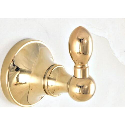Wall Mounted Luxury Polished Gold Color Brass Bathroom Towel Coat Hooks Single Robe Hook Hanger Bathroom Accessory mba887