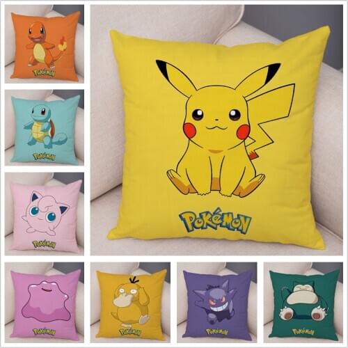 Cushion Cover 45x45cm Pokemon Pikachu Short plush Cartoon Pillowcase Winter Warm comfortable Car Pillow Cases Sofa Car Home gift