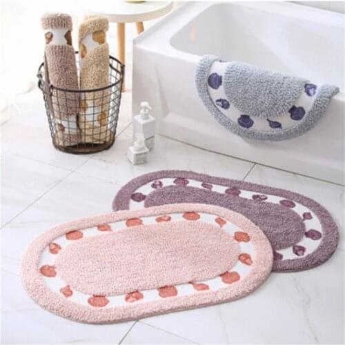 Oval Bathroom Carpet Microfiber Bathtub Side Floor non-slip Bathroom Mat Toilet Carpet Door Mat For Shower
