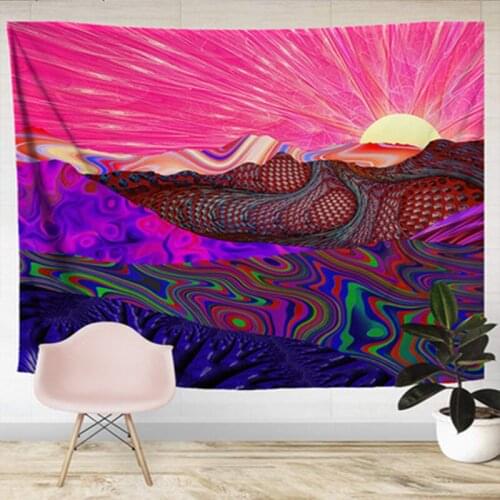 Psychedelic sunshine tapestry large wall fabric carpet japones decoracion purple tree wall blanket