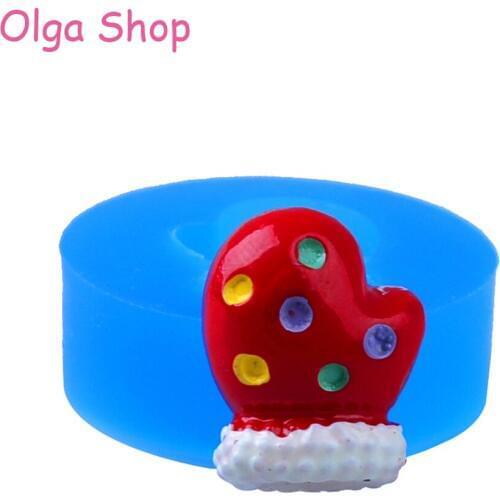 JYL003 Christmas Glove Flexible Silicone Push Mould Miniature Dollhouse Bakery Kitsch Jewelry Mold