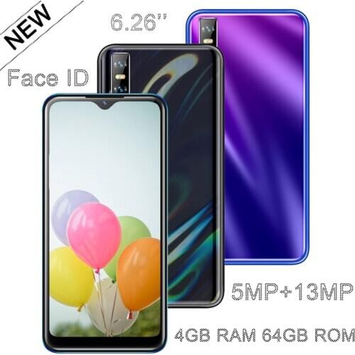 K5 Pro 6.26inch Water Drop Screen 2sim Smartphones Unlocked Face ID Recognition Android Mobile Phones 4G RAM 64G ROM Cell Phones