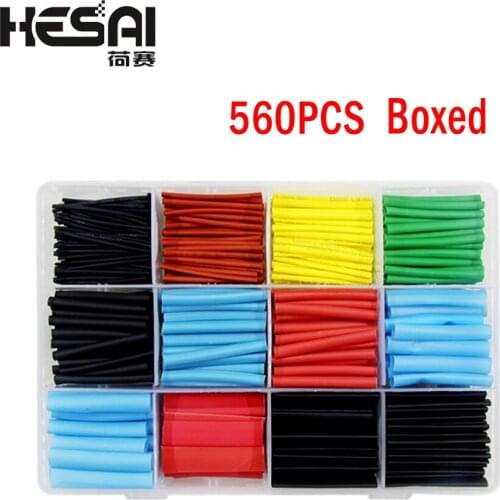 560PCS Thermoresistant tube heat shrink tubing Insulation Sleeving Polyolefin 2:1 Shrink wrapping Assorted box kit