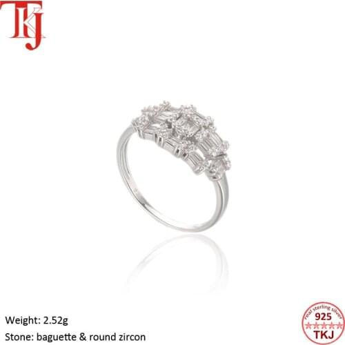 TKJ Finger Rings Anniversary Promise Wedding Rings Jewelry Genuine 925 Sterling Silver Engagement Rings for Women