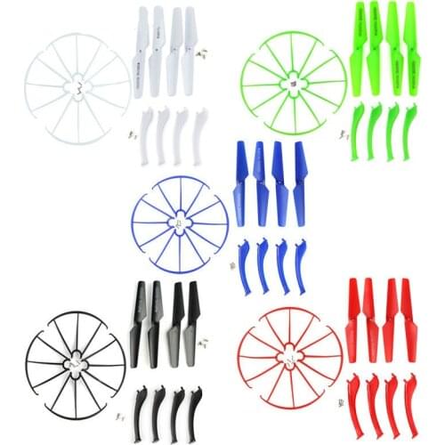 4pcs Propeller Protectors Blades Frame & 4pcs Main Blade Propeller & 4pcs Landing Skid Spare Parts for Syma X5SW X5SC