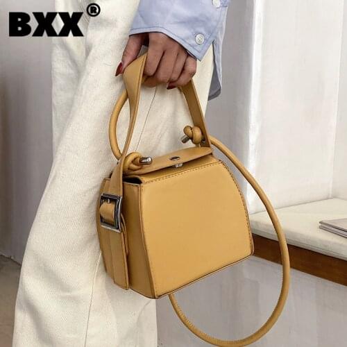 [BXX] Ladies Vintage PU Leather Bags Women 2021 Fashion Branded Chain Crossbody Hand Bag Lady Trend Handbags and Purses CB191