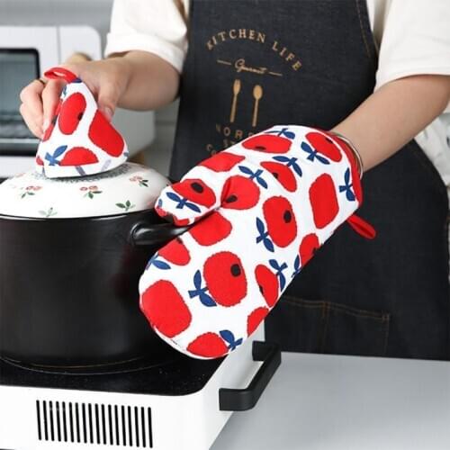 1PC Cartoon Microwave Glove Fruit Design BBQ Insulation Gloves Hot Oven Mitts Glove Cooking BBQ Baking Gloves Mat Kitchen Supply