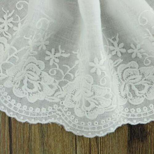 1Yards/lot Width 17cm White100% cotton embroidered lace fabrics, Womens clothing diy lace trim