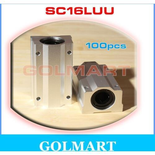 100pcs Kugellager Linearlager lang Linearschlitten SC16LUU SCS16LUU 16mm shaft rail Linear Bearing flat axis Pillow Bolck CNC