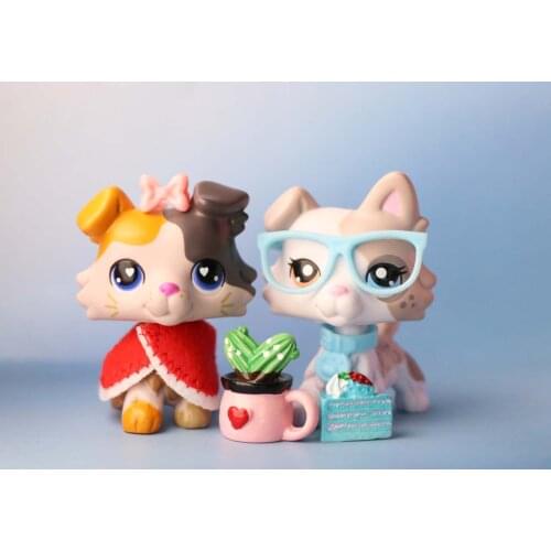 Pet Shop Rare Cute Wapiti Shorthair Cat With 10pcs Small Accessories Collar Glasses Cake Wings
