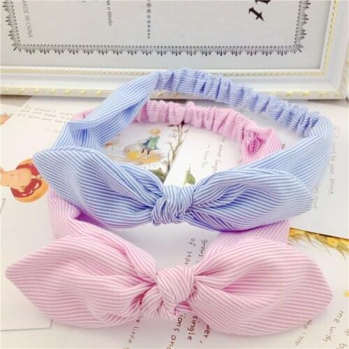 1Pcs Rabbit Ear Hair Bands Cotton Striped Headband Elastic Lady Girls Knot Scrunchie For Women Wash Face Headdress Accessories
