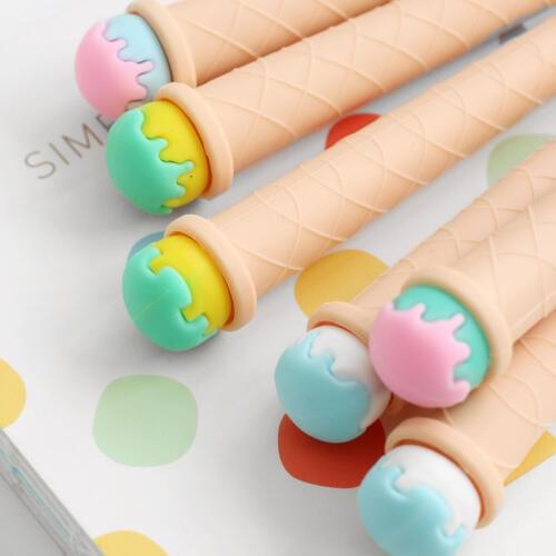 24 pcs Creative cute ice cream gel pen Small fresh signature pen student prize 0.5mm black kawaii stationery