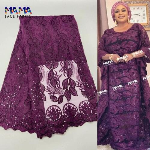 5 Yards 2021 Latest African Lace High Quality Sequin Tassel Fabric With Flannelette Sewing New Design Sequined Dress Material