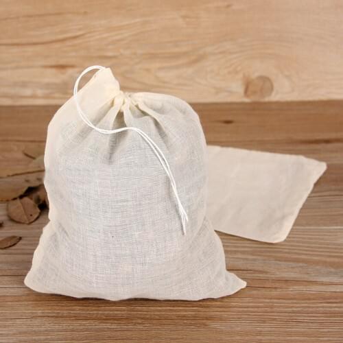 500pcs NEW Cotton Muslin Drawstring Strainer Tea Spice Fruit Juice Food Separate Filter Bag For Drinking Tea Tools
