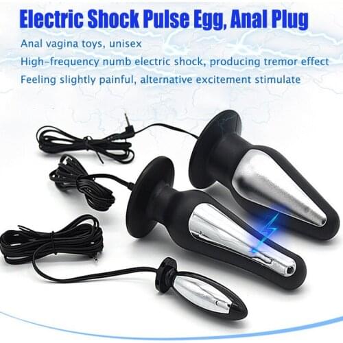 Electric Shock Pulse Anal Vaginal Plugs Electro Stimulator Big Butt Plugs Prostate Massage BDSM Anal Sex Toys For Women Men