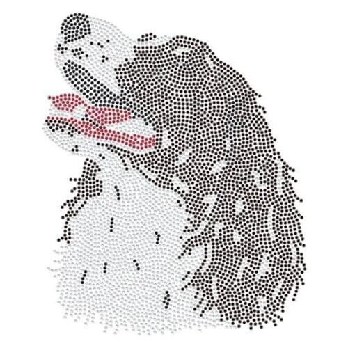 2pc/lot Rough Collie Dog hot fix rhinestone transfer motifs iron on design rhinestone applique patch for shirt