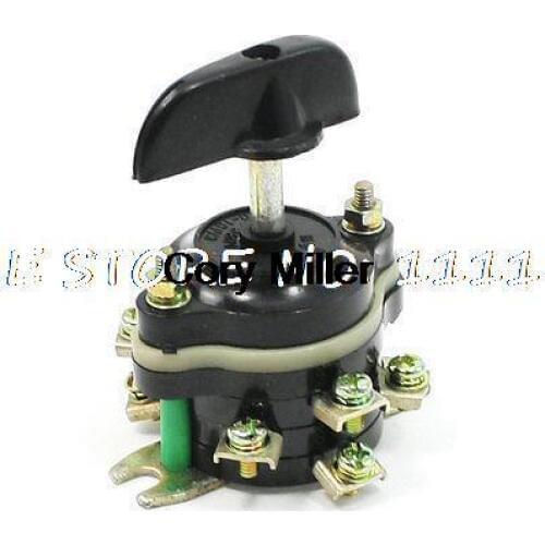 Black Rotary 3 Positions Combination Changeover Switch 380V 10A 2P3T