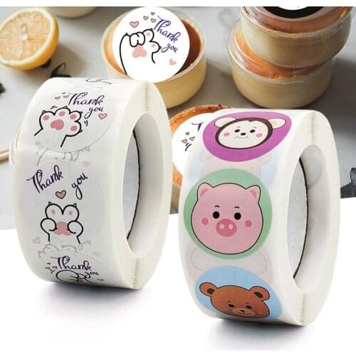 Kids Cartoon Animal Sticker Roll 500-count Stickers Round Teacher Encouragement Motivational Lable Sticker For Teacher Natal