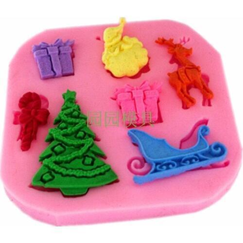 F534 Christmas Series Silicone Fondant Mold Gum Paste Cake Decorating cake topper Mould