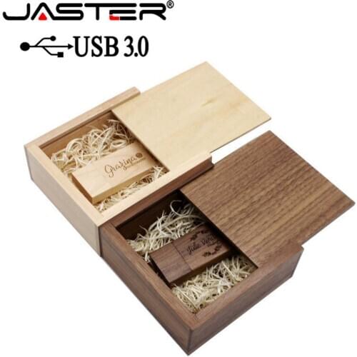 JASTER USB 3.0 walnut maple wood Photo Album usb+Box usb flash drive Pendrive 64GB 16GB 32GB Wedding gift box (105mm*95mm*40mm)